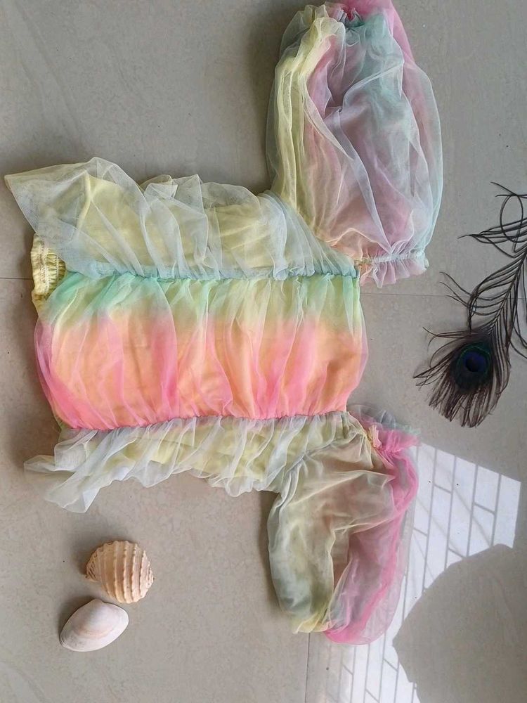Rainbow Sheer Crop Top