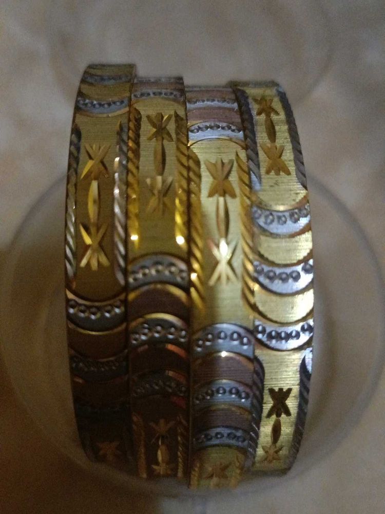 Sterling Silver Gold-Plated Bangle Set (Pack of 4)