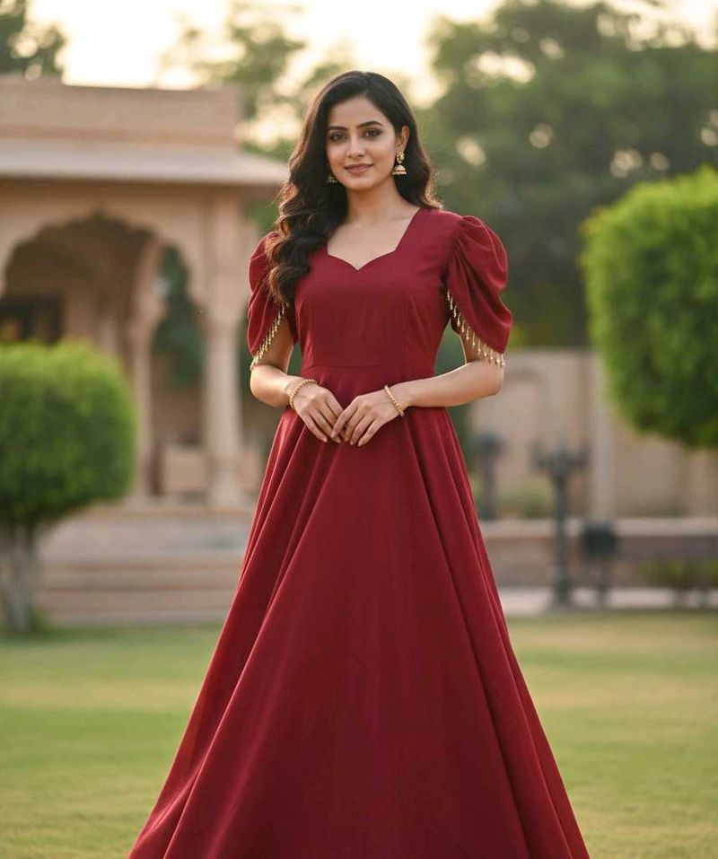 Elegant Maroon Ethnic Gown for Festive Occasions