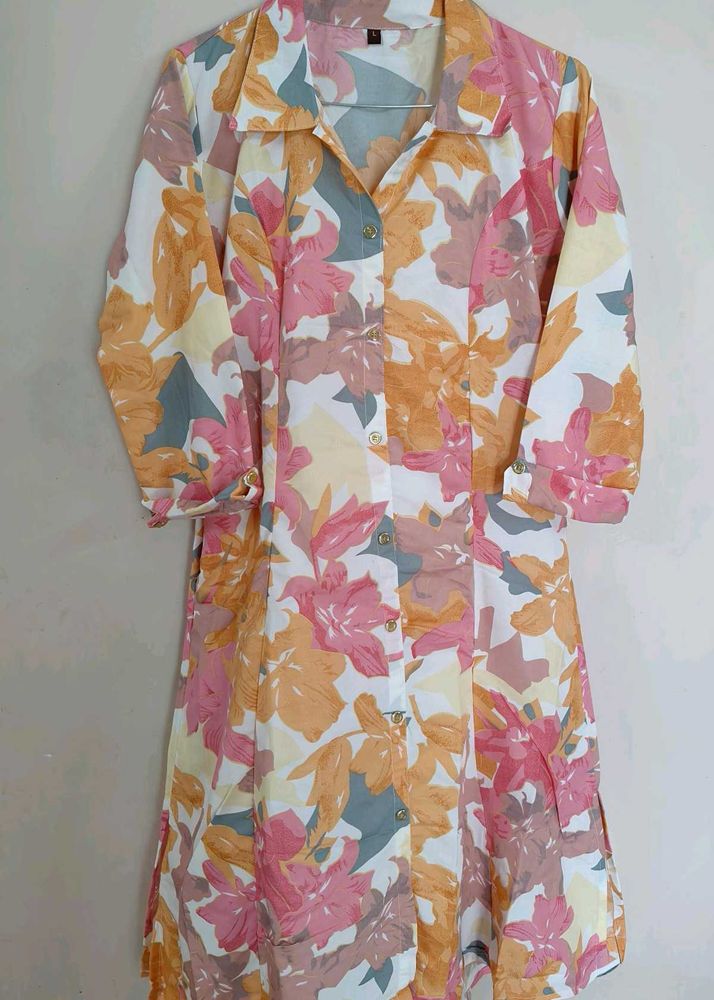 Floral Print Shirt Dress