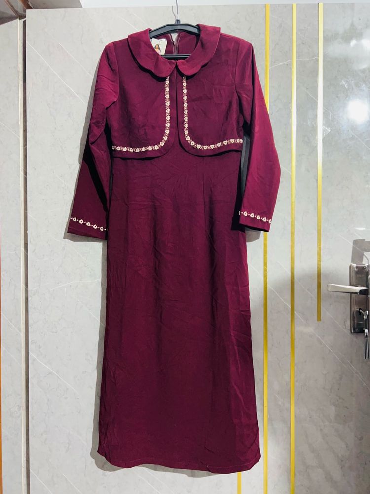 Vintage Burgundy Dress &amp; Jacket Set