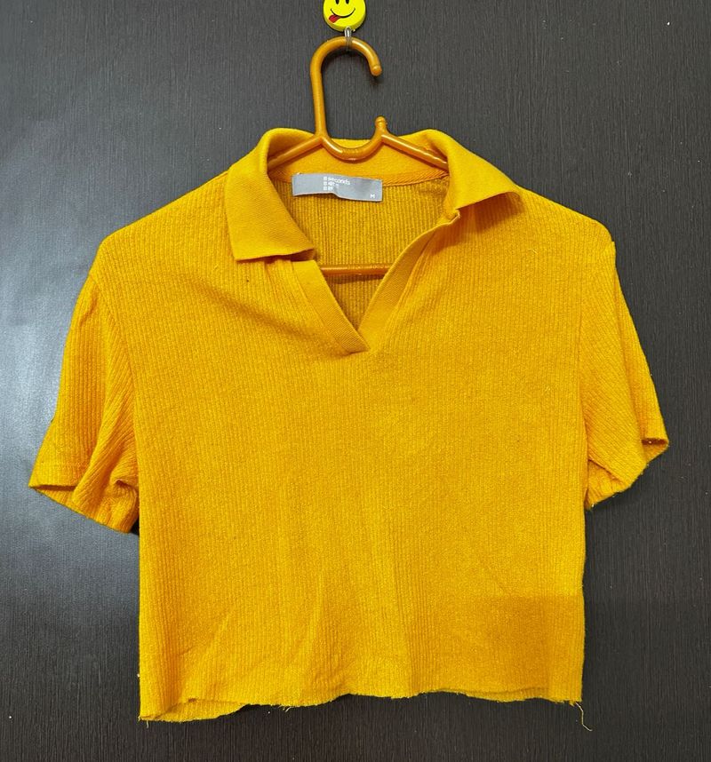 Mustard Ribbed Crop Top
