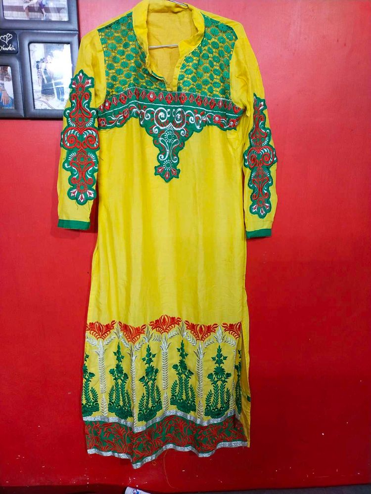 Yellow Green Kurta Set