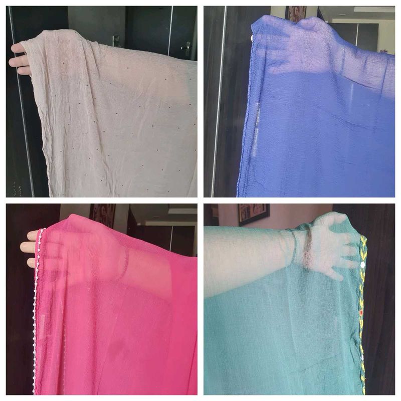 combo of 4 chiffon dupattas