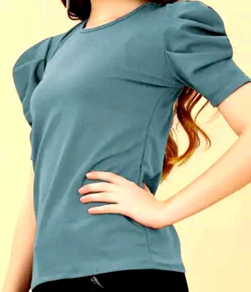Solid Puff Sleeve Top