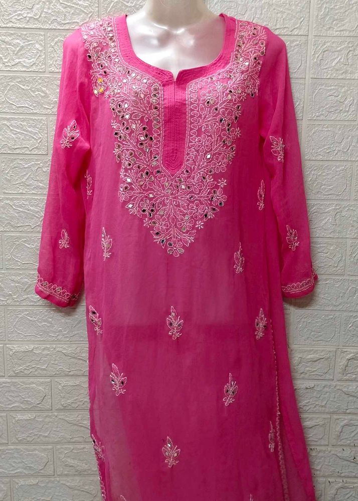 Mirror Work Chikankari Kurta In 500