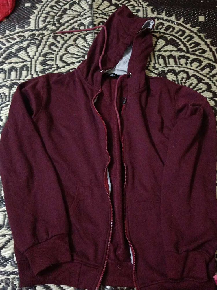 Burgundy Zip-Up Hoodie