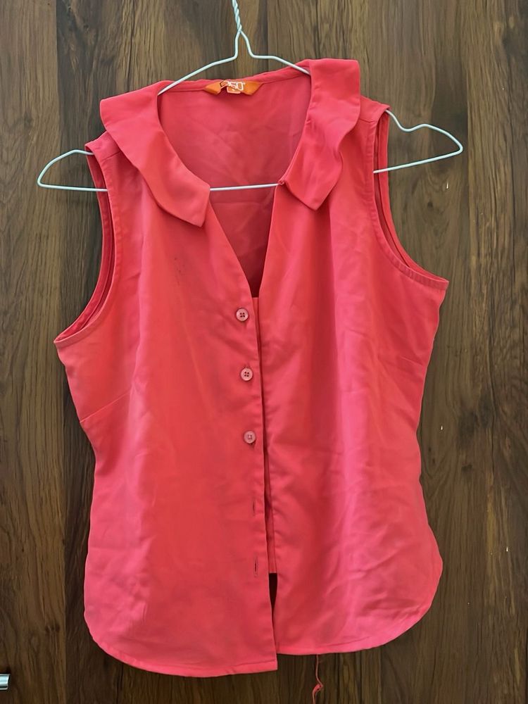 Coral Sleeveless Top
