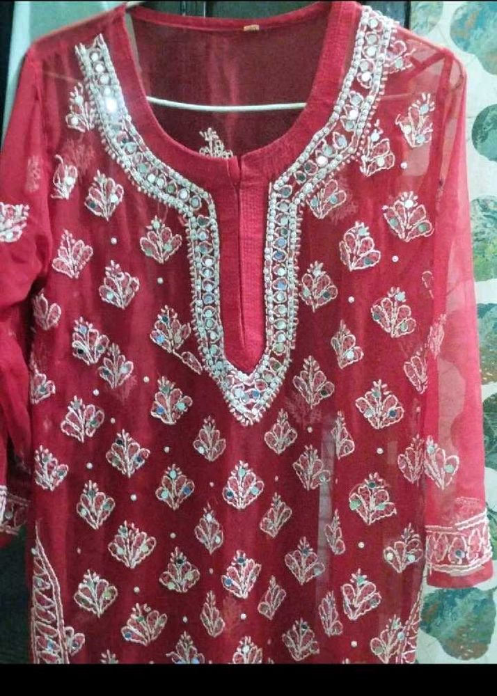 A gorgeous red kurta