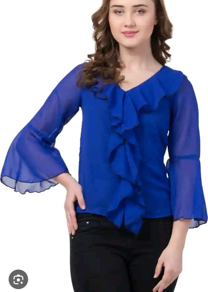 Blue Shirt With Frill Detailing💙