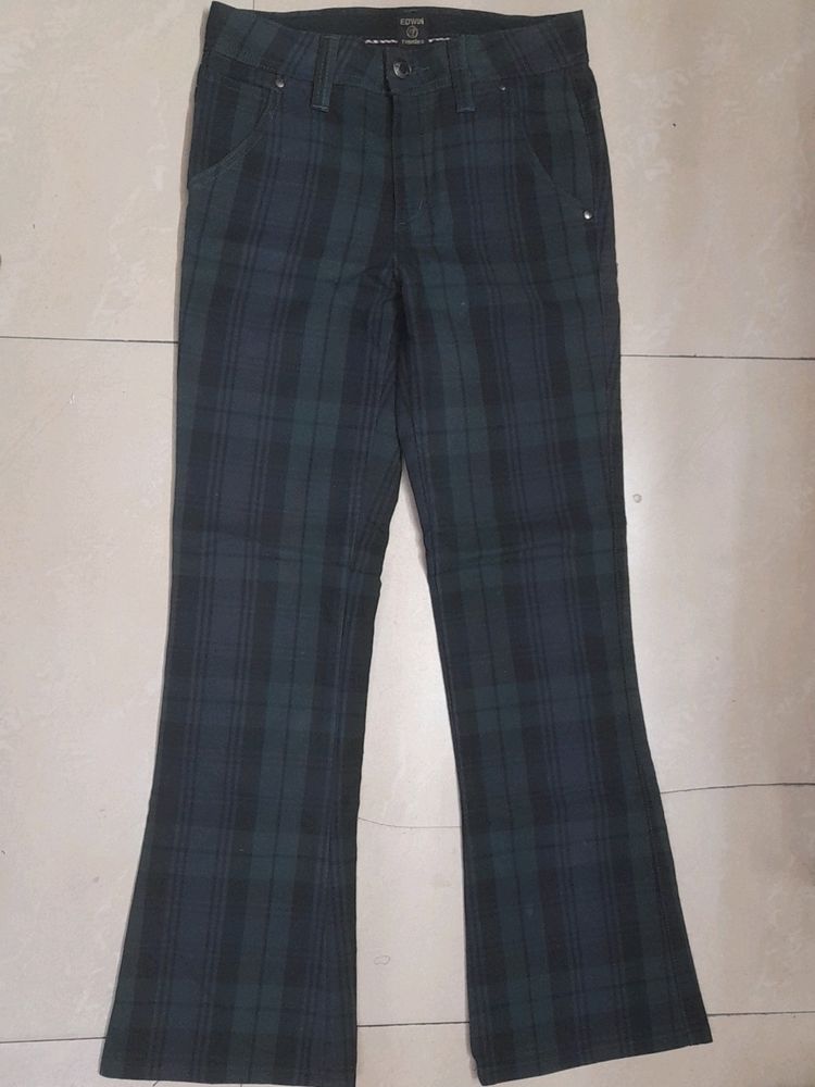 Green Check Straighfit Trouser