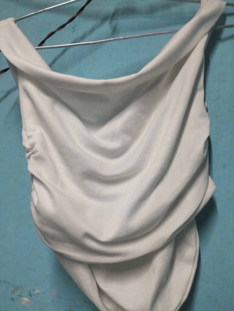 White Colour Cowl Neck Top