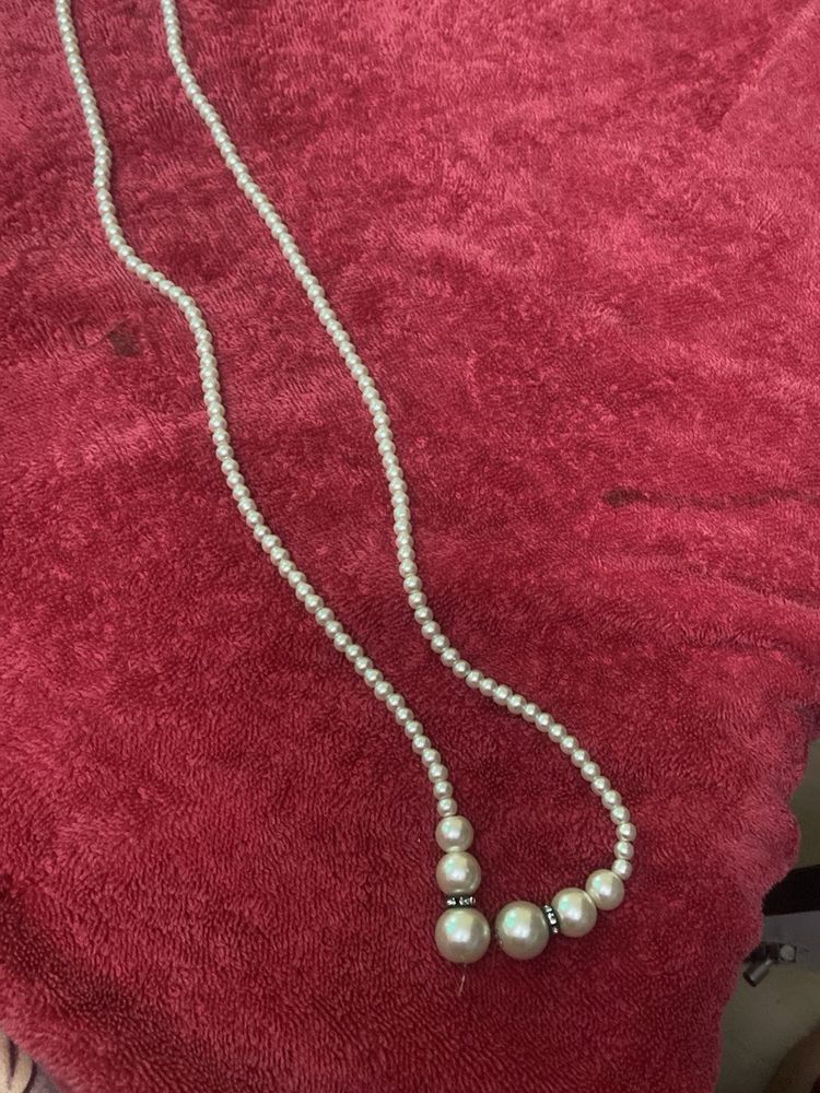 Elegant Pearl Necklace And Belt 2 In One