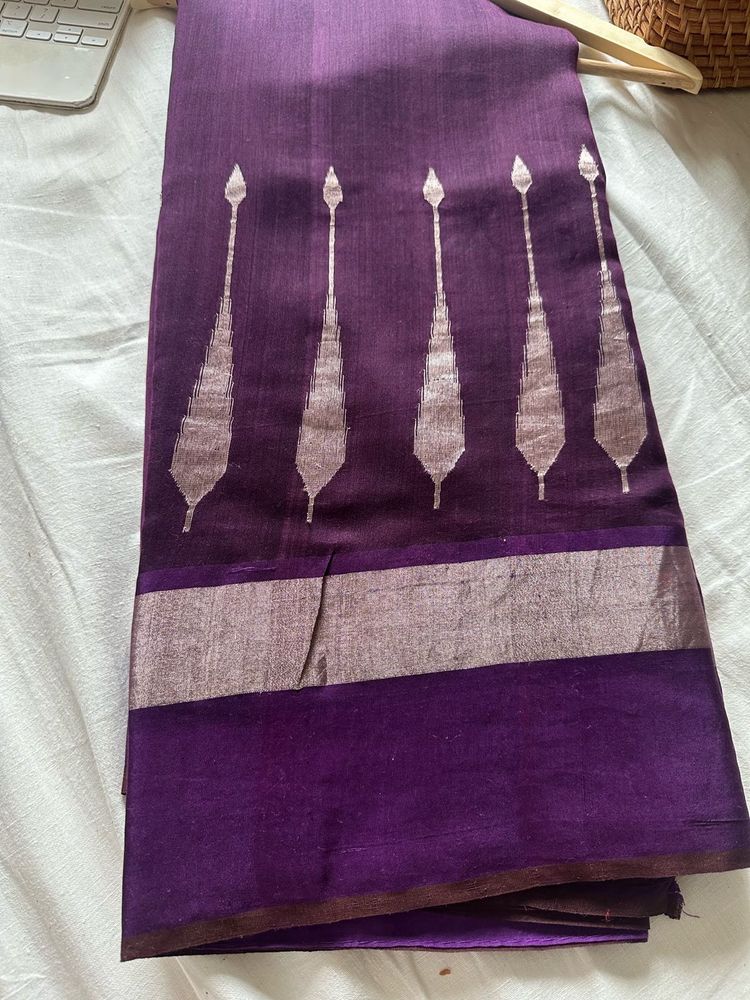 Raw mango Elegant Purple Chander Silk Cotto. Saree