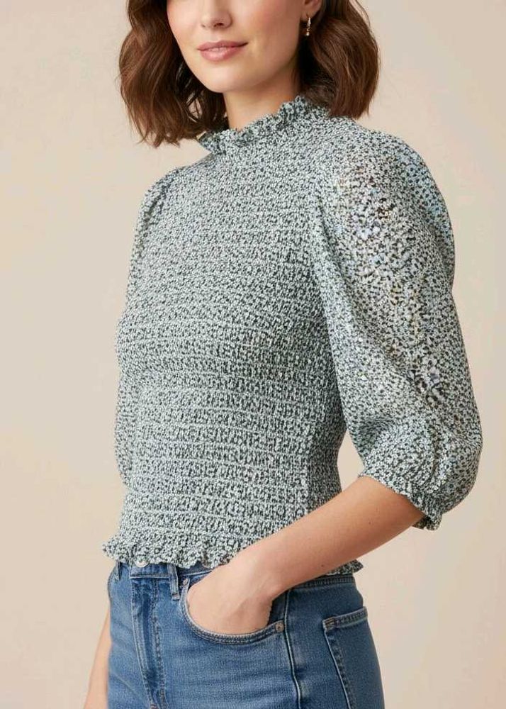 Smock top with flower detail