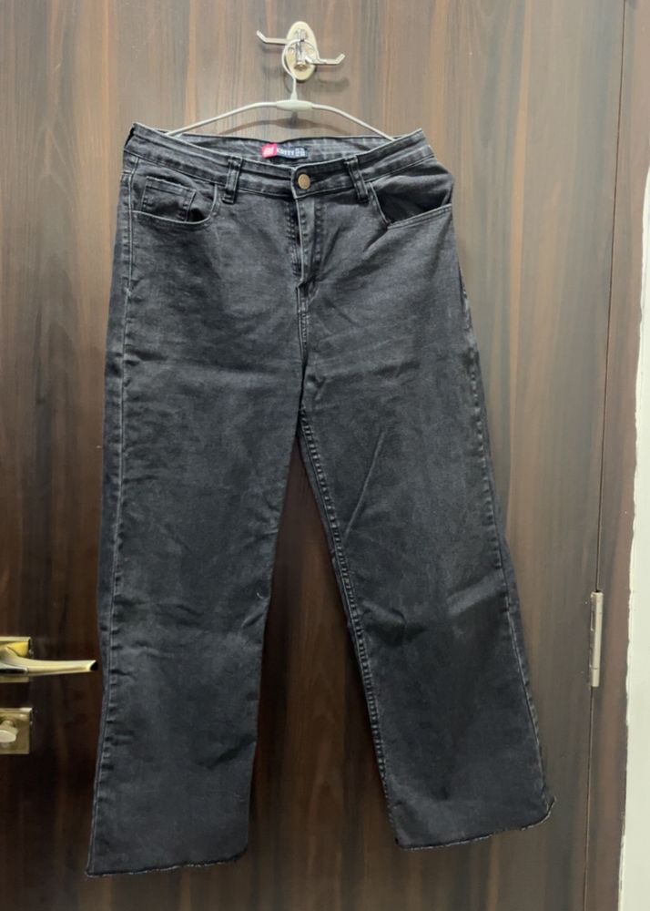 Fabed Black High Waist Wide Leg Denims