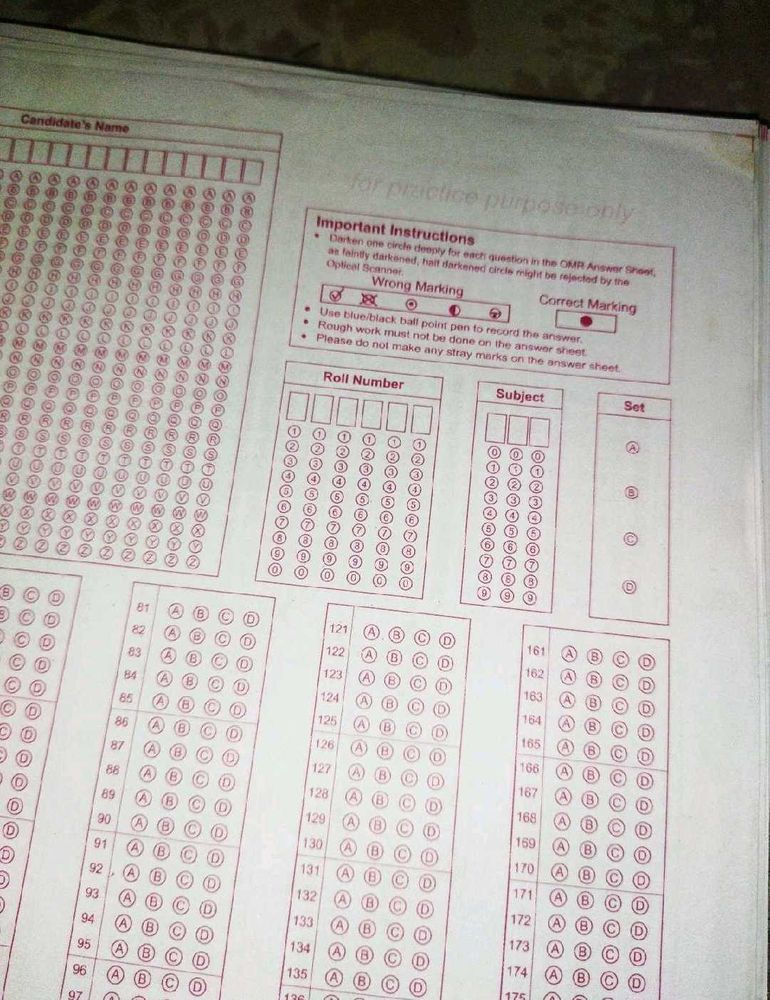 OMR Answer Sheet - Practice Only