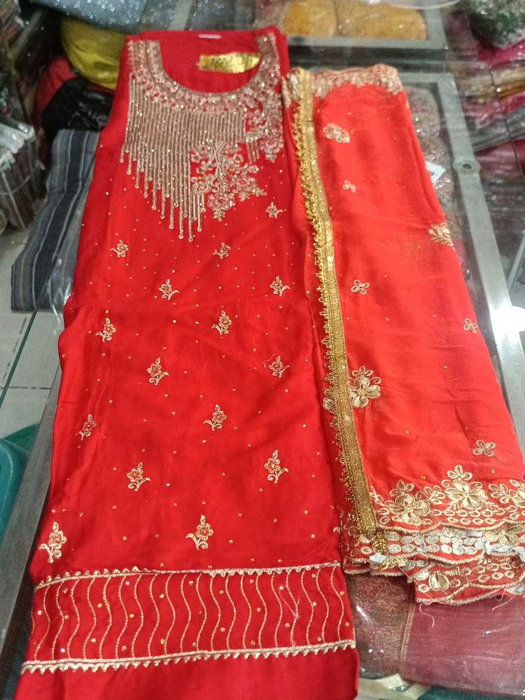 Red Embroidered Salwar Kameez