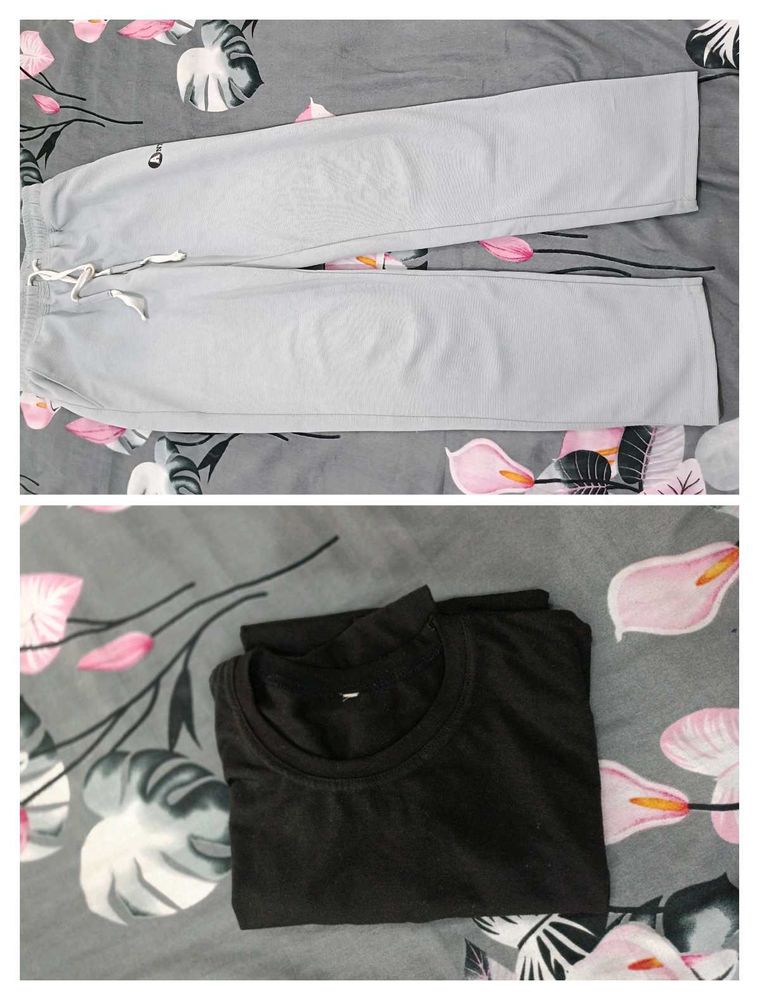 Champion Grey Sweatpants With Black Tshirt