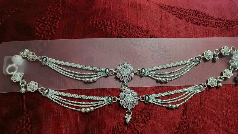 Pure silver Anklets with Gemstones