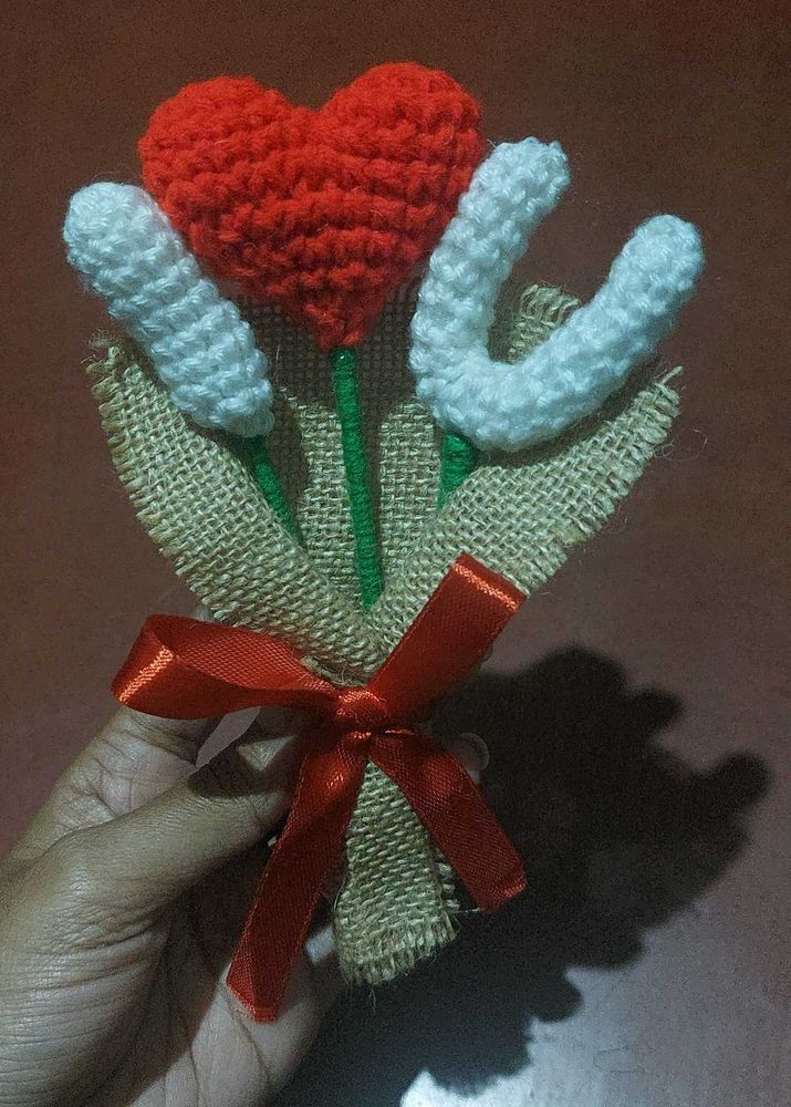 Crochet Heart 'I Love You' Bouquet