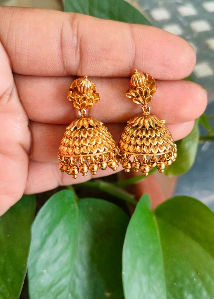 Golden Jhumka Earrings