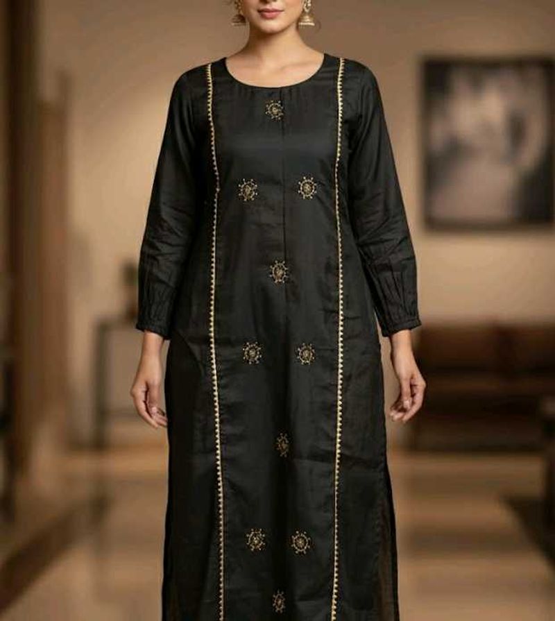 Elegant Black Kurta with handwork