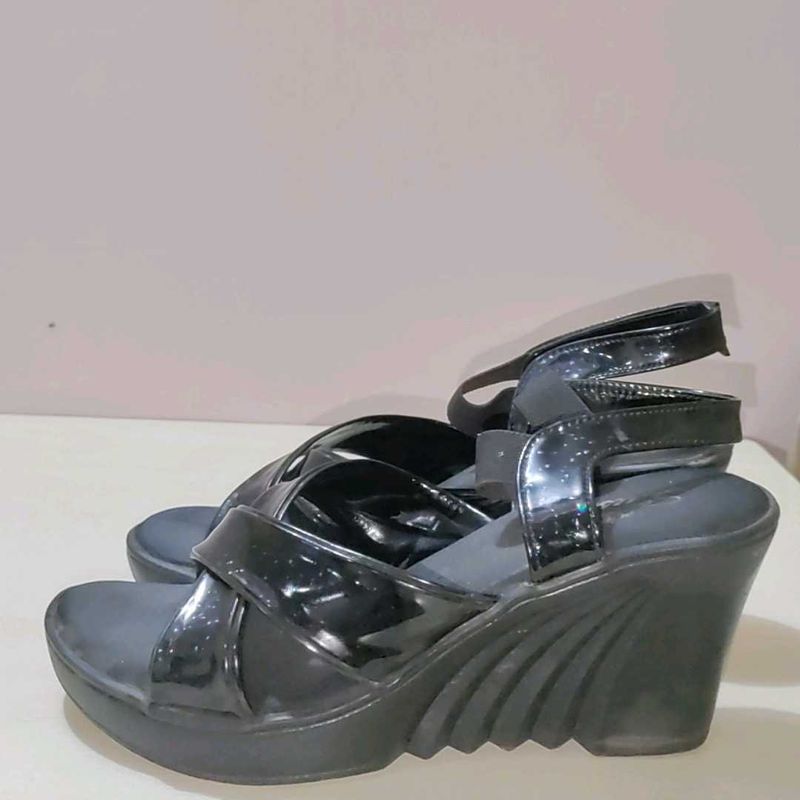 Black Wedge Heels Sandals