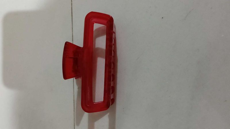 Red Plastic Hair Claw Clip