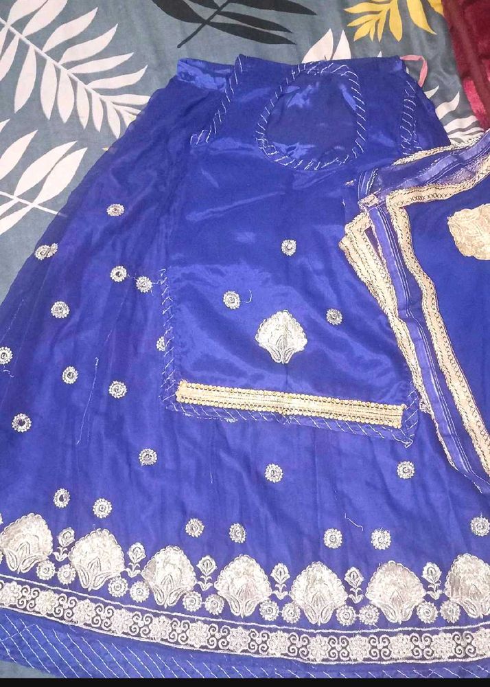 Blue Embellished Rajputi poshak
