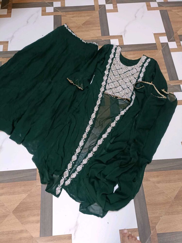 Shrug Style Top And Lehenga