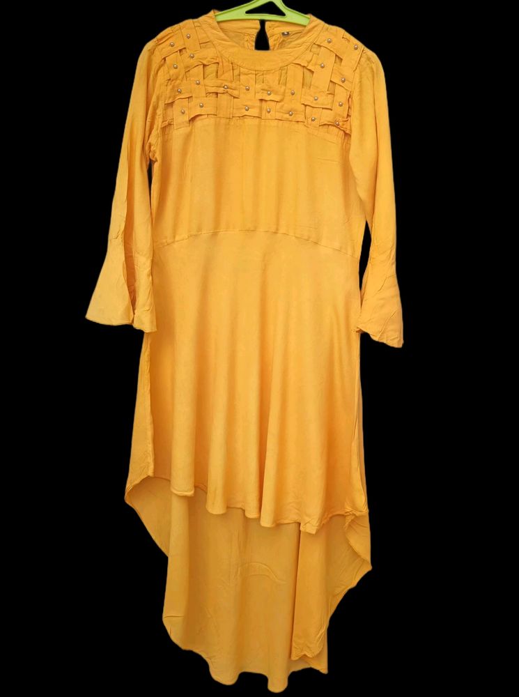 Van Fashion Women High Low Yellow Dress