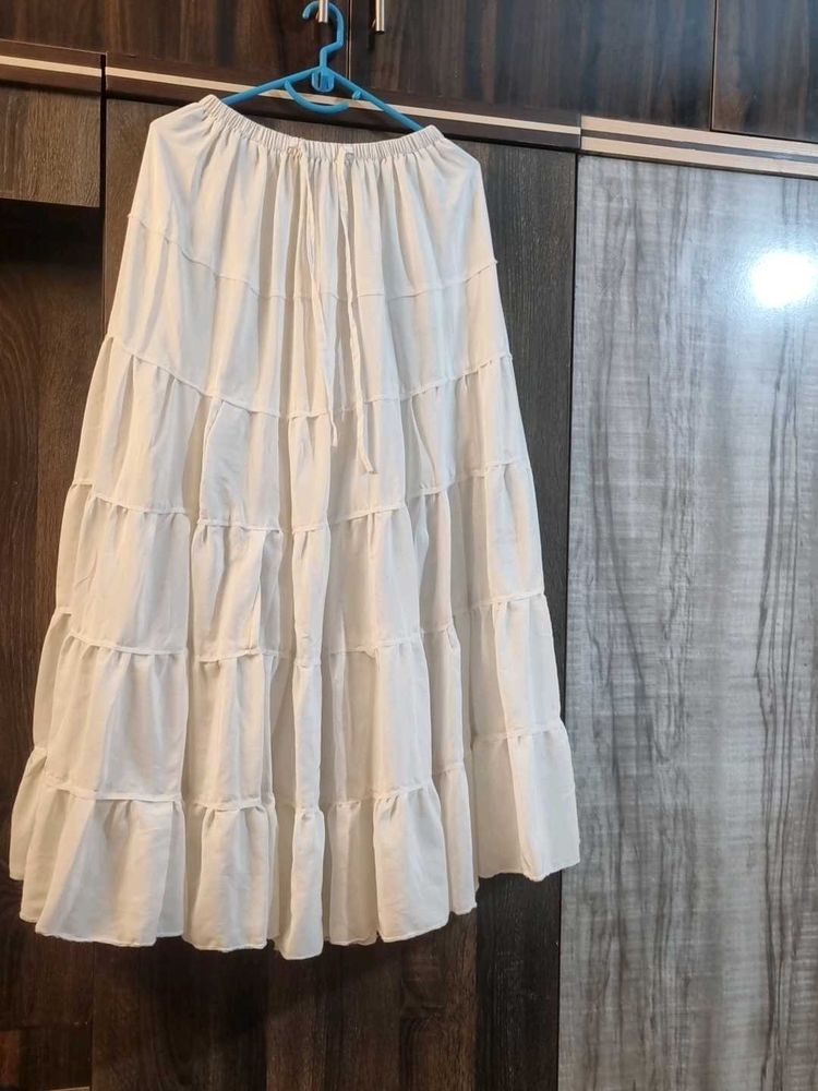 White Tiered Peasant Skirt