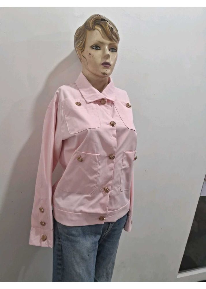 Pink Button-Down Jacket
