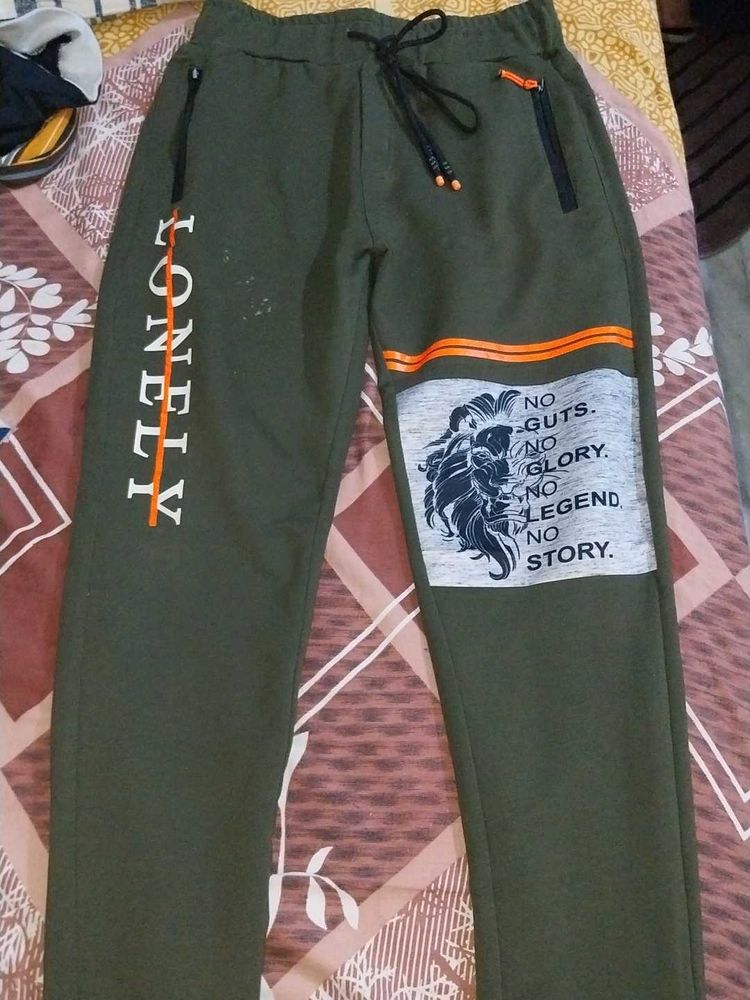 Olive Graphic Print Joggers