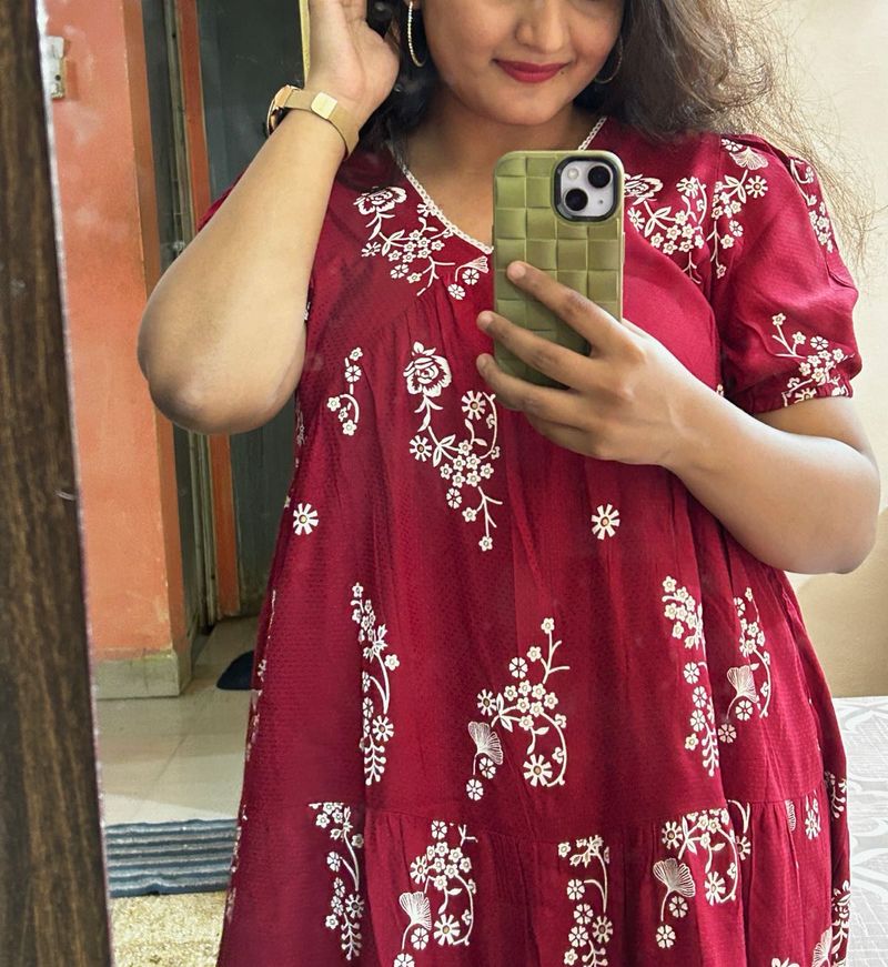 Floral Red Dress