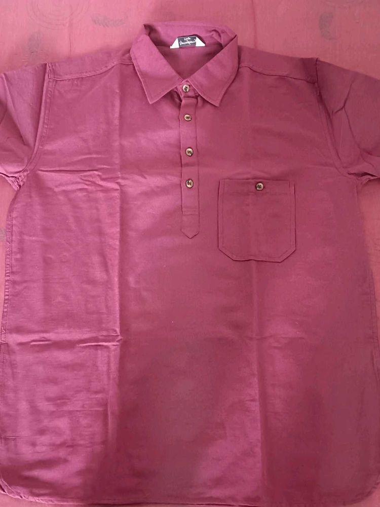 Maroon Buttoned Casual Shirt Kurta