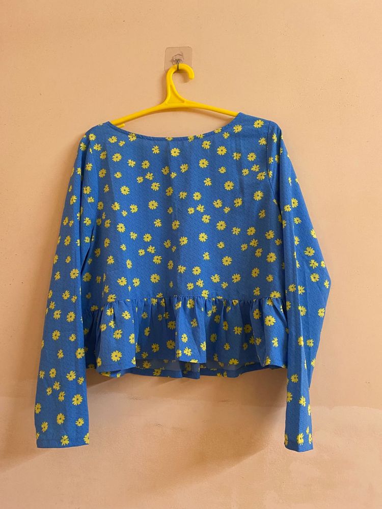M20- Floral Blue Top