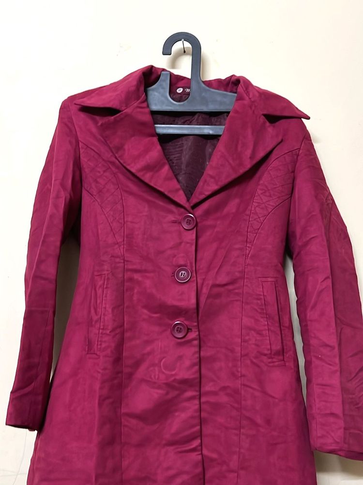 Burgundy buttoned coat