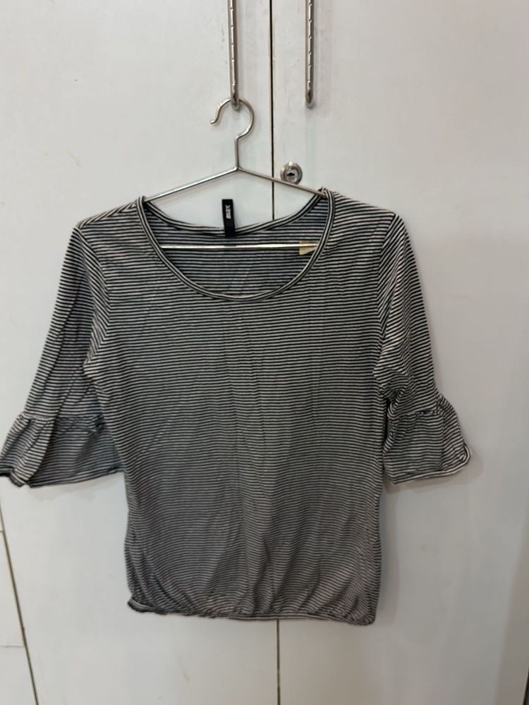 Striped Bell Sleeve Top