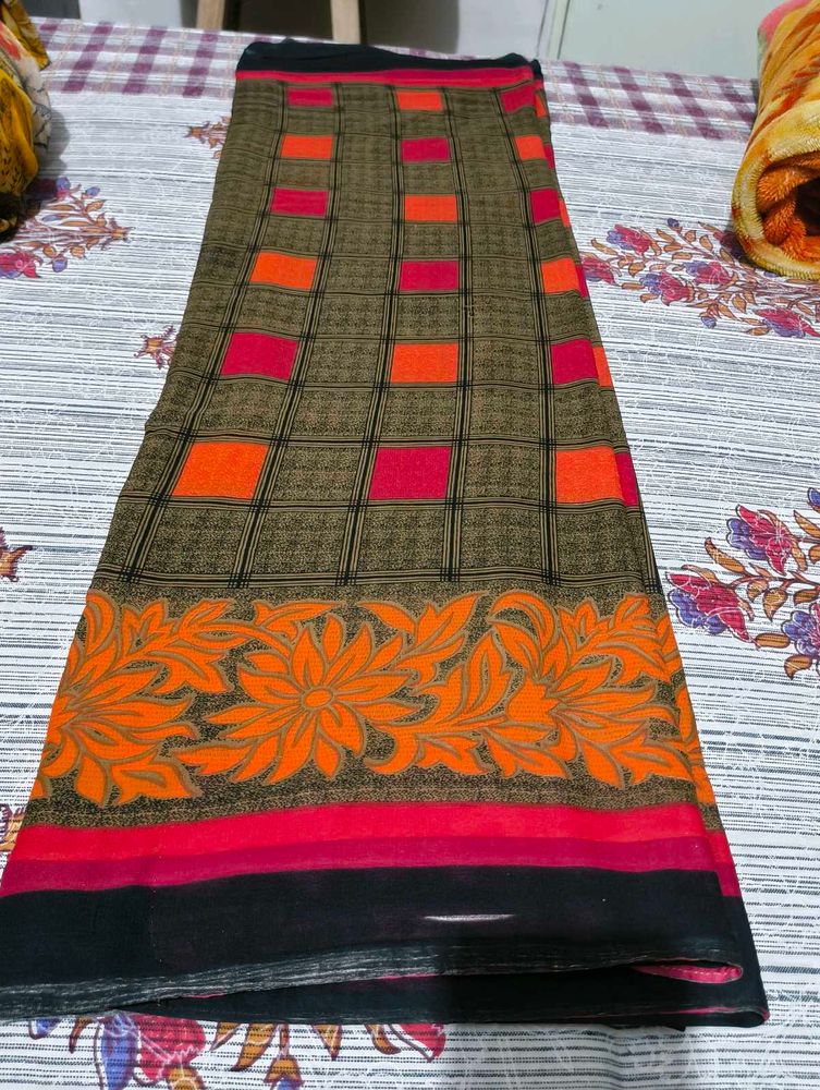 Vintage Checked Saree