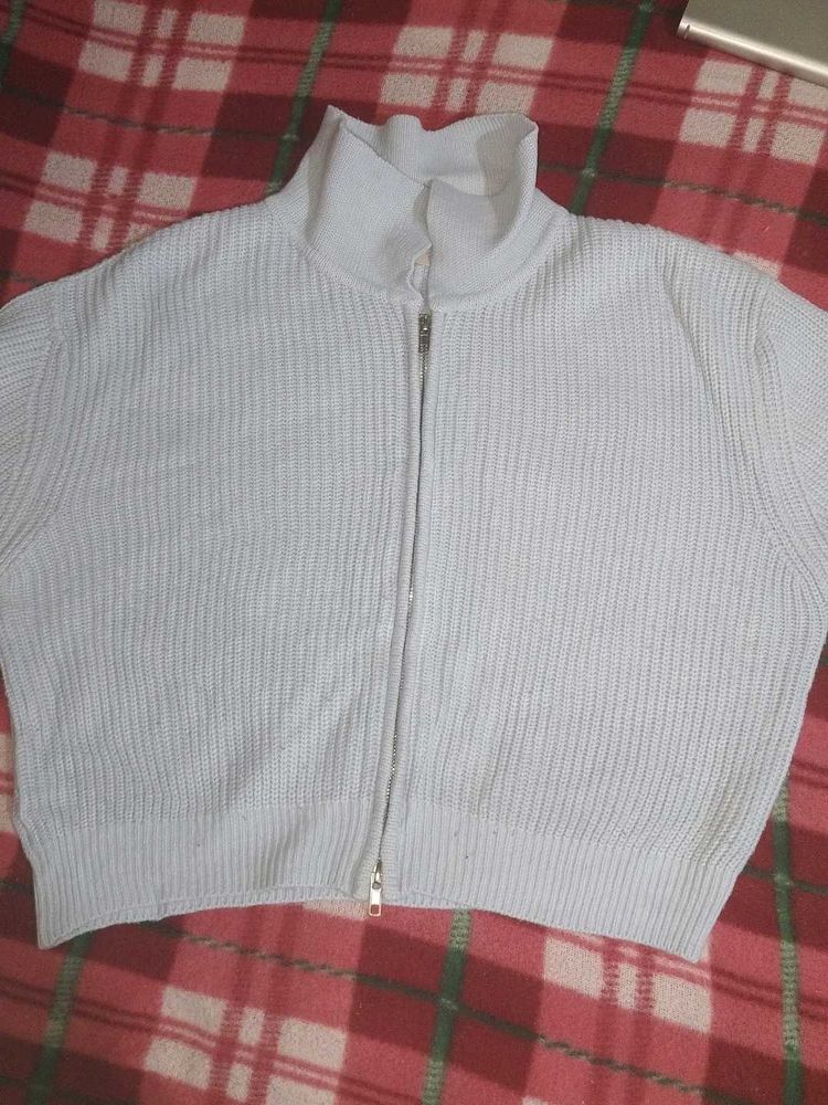 Cozy skyblue Zip-Up Sweater