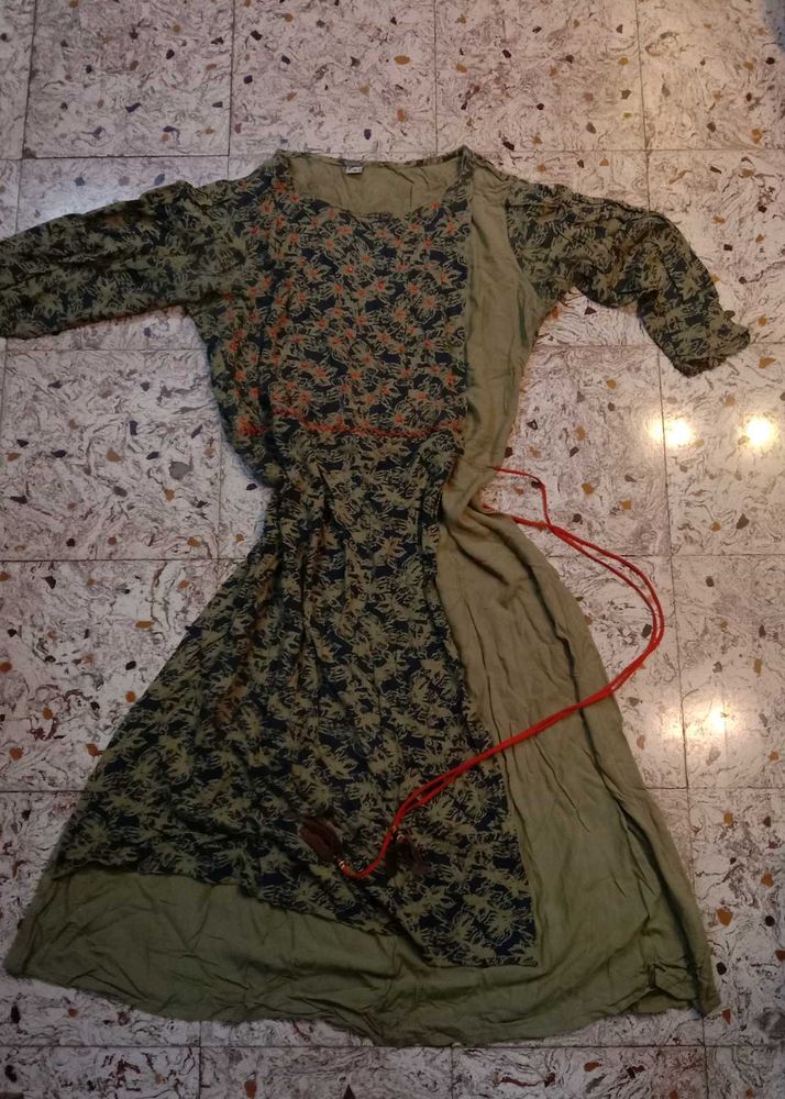 Vintage Print Midi Dress