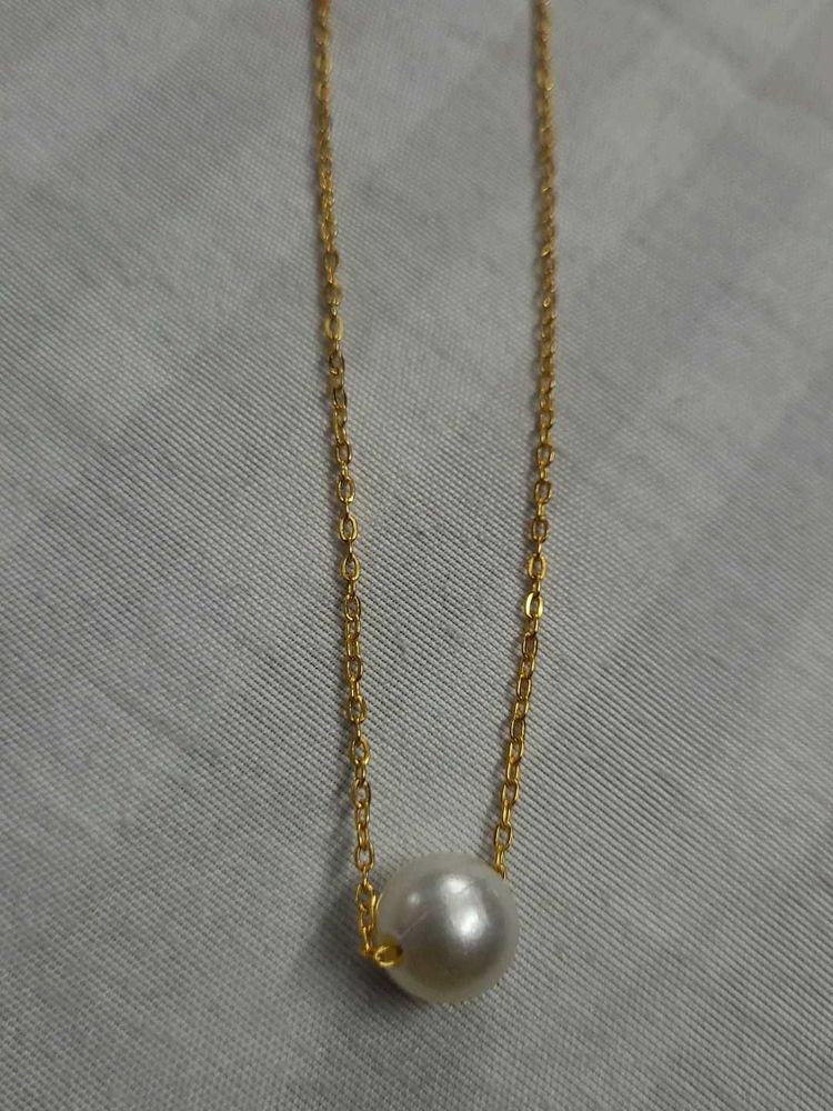 Golden Chain With White Pearl Ball