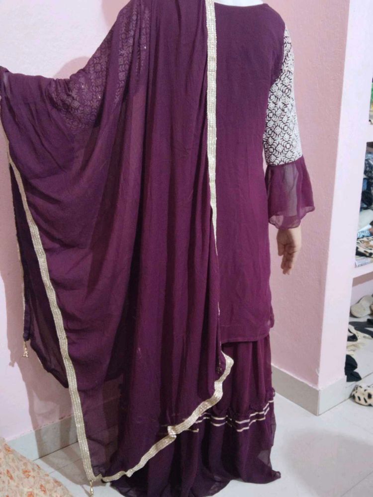 Elegant Purple Kurta Palazzo Set