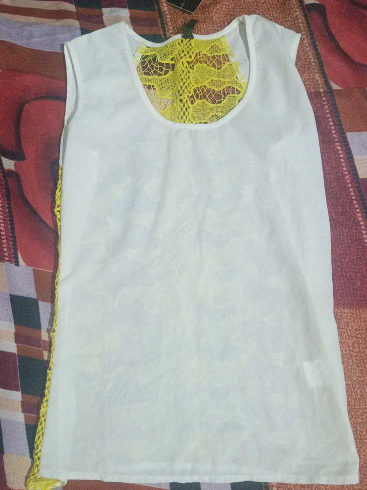 White Tank Top with Lace Details