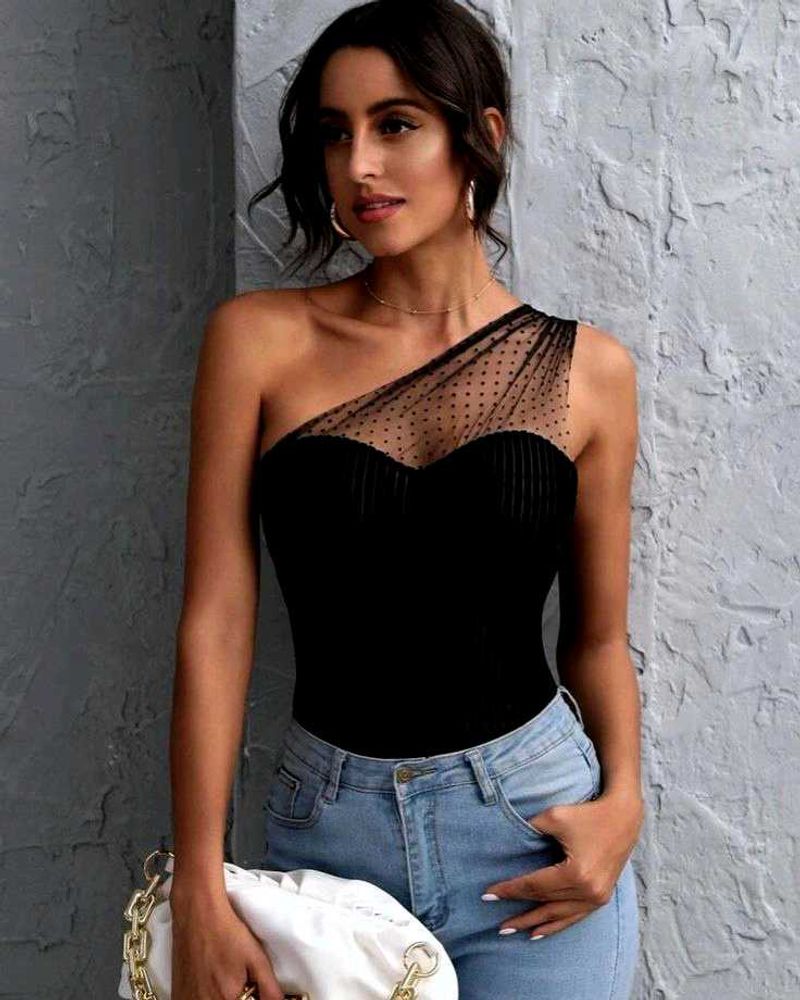 Chic Mesh Polka Dot Top