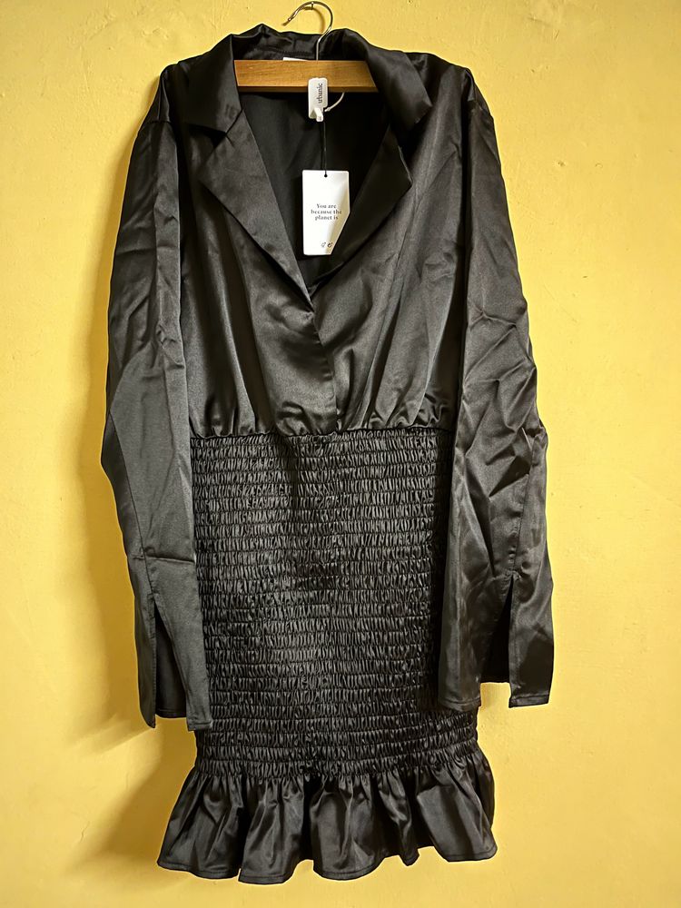 Black Ruffle Shirt Dress