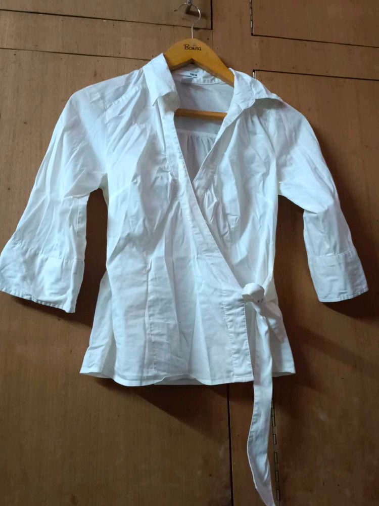 White Wrap Top with Tie