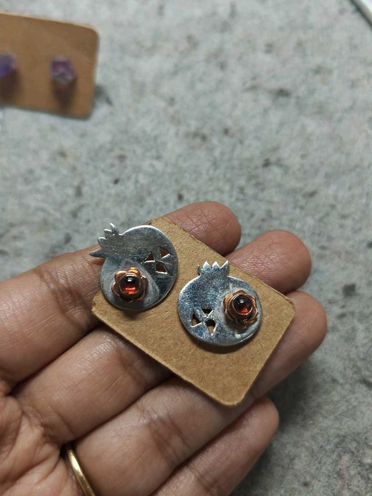 925 silver Pomegranate Stud Earrings